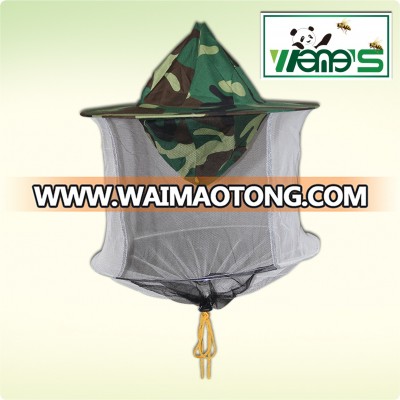 Wangshi Camouflage double layer bee hat vail high quality ventilated Protective beekeeper hat anti bee sting