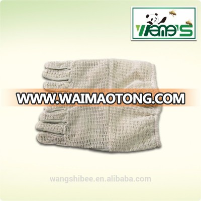 Wangshi Three Layer Full Mesh Garden/ Farm/ Beekeeping Bee Gloves Short Sleeve Beekeeping Tool