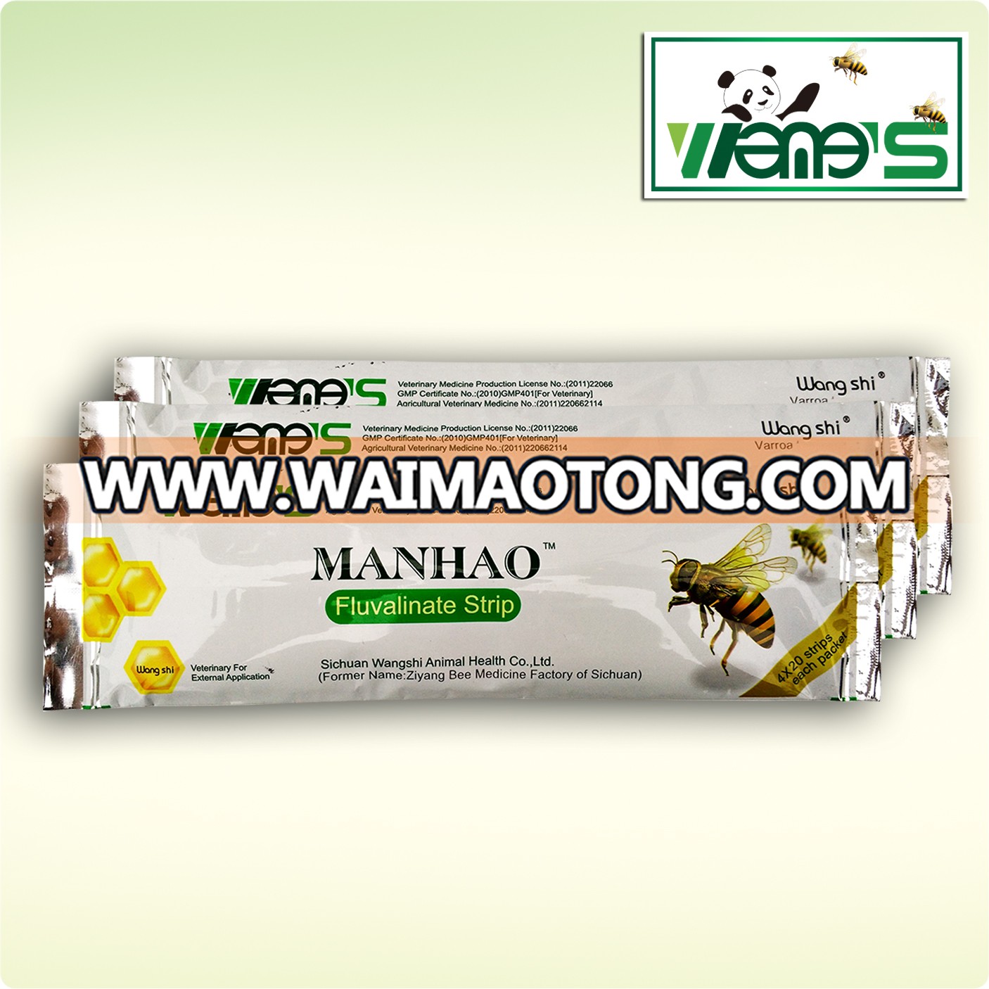 Manhao Fluvalinate Strip 80 Strips high concentration faster effictiveness kill bee varroa mites Wangshi veterinary medicine